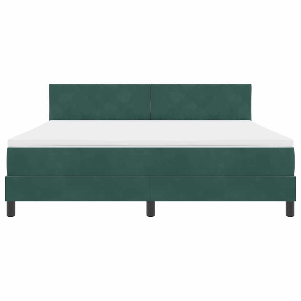LED Box Spring Bed med hovedgærde Mørkegrøn 180 x 200 cm Fløjl