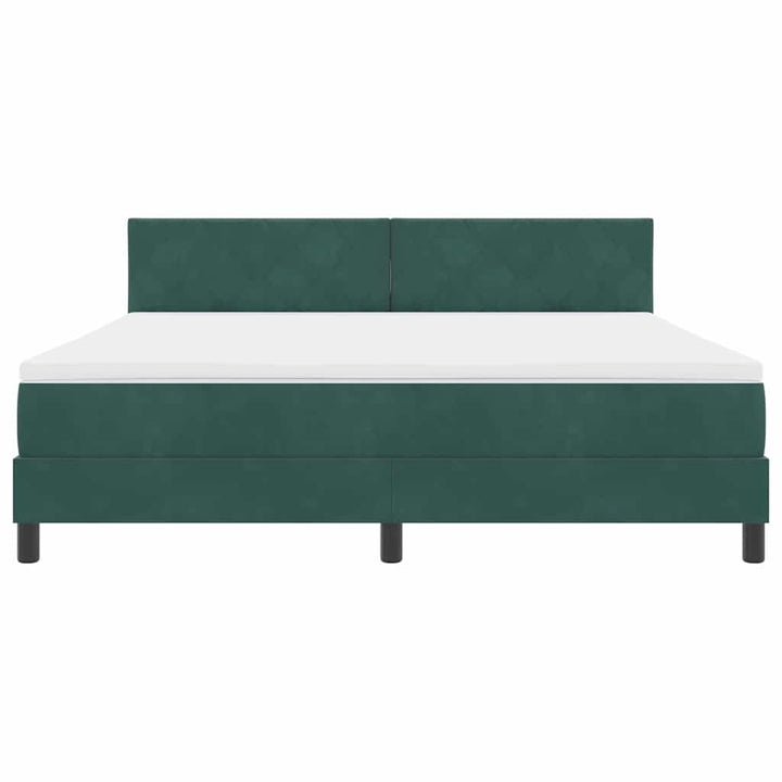 LED Box Spring Bed med hovedgærde Mørkegrøn 180 x 200 cm Fløjl