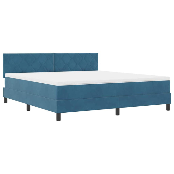 LED Box Spring Bed med madras Mørk blå 180 x 200 cm Fløjl
