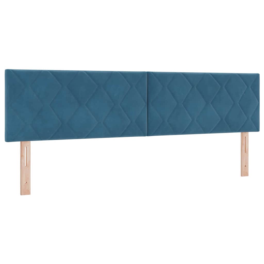 LED Box Spring Bed med madras Mørk blå 180 x 200 cm Fløjl