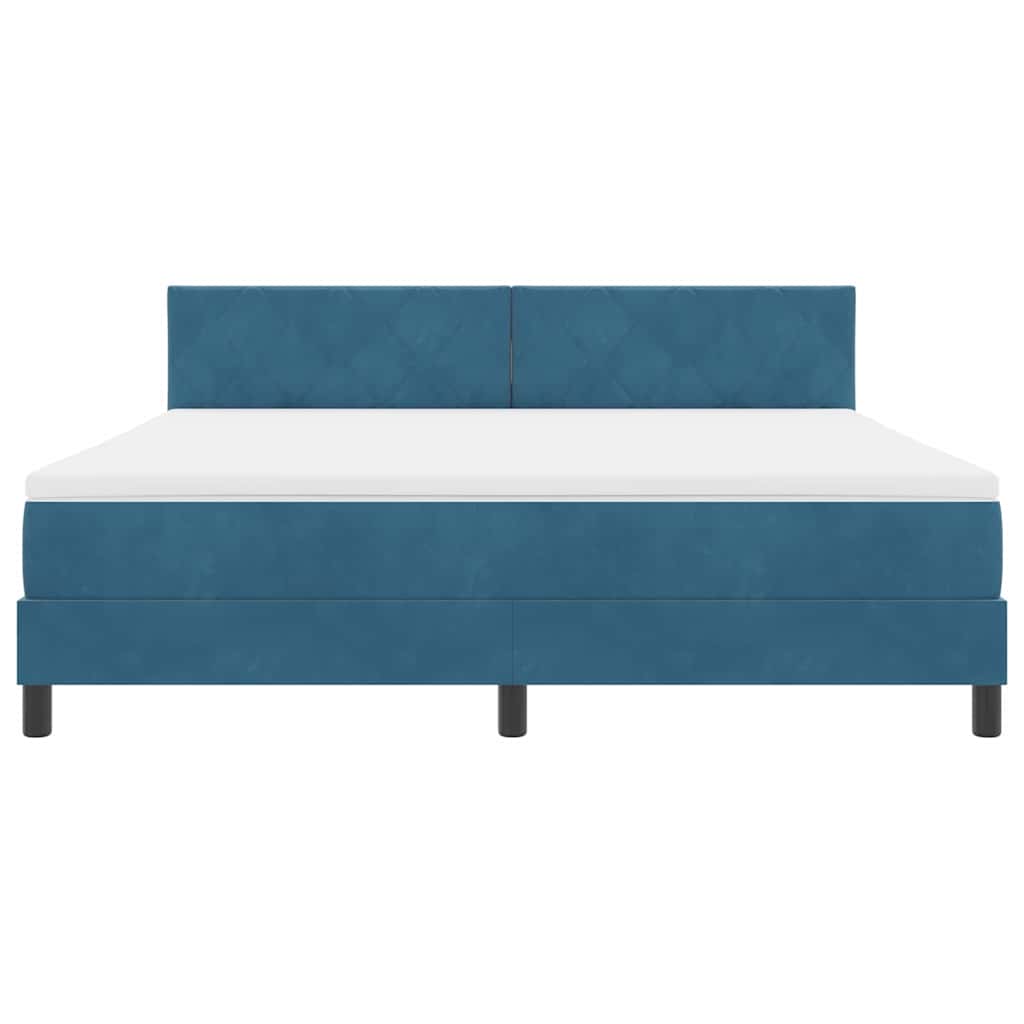 LED Box Spring Bed med madras Mørk blå 180 x 200 cm Fløjl