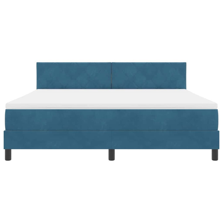 LED Box Spring Bed med madras Mørk blå 180 x 200 cm Fløjl
