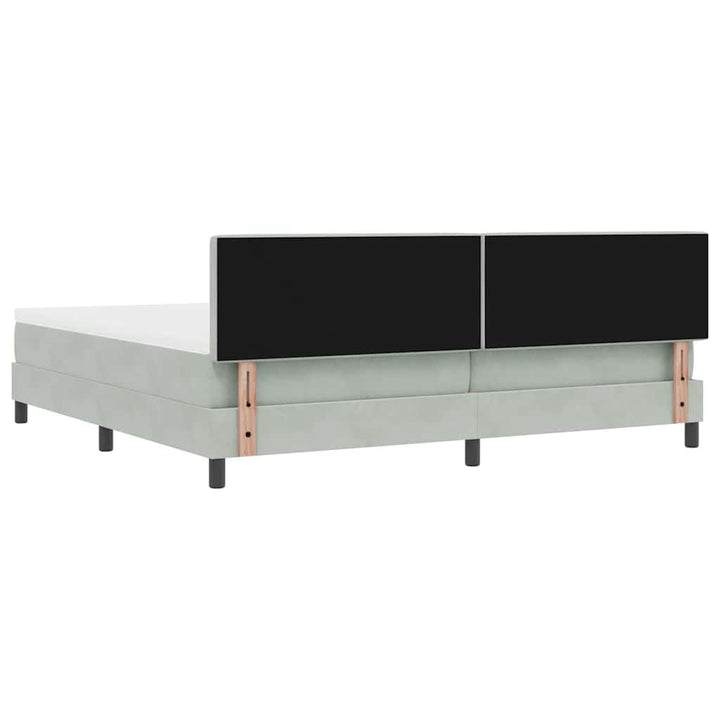 LED Box Spring Bed med hovedgærde Lysegrå 200 x 200 cm Fløjl