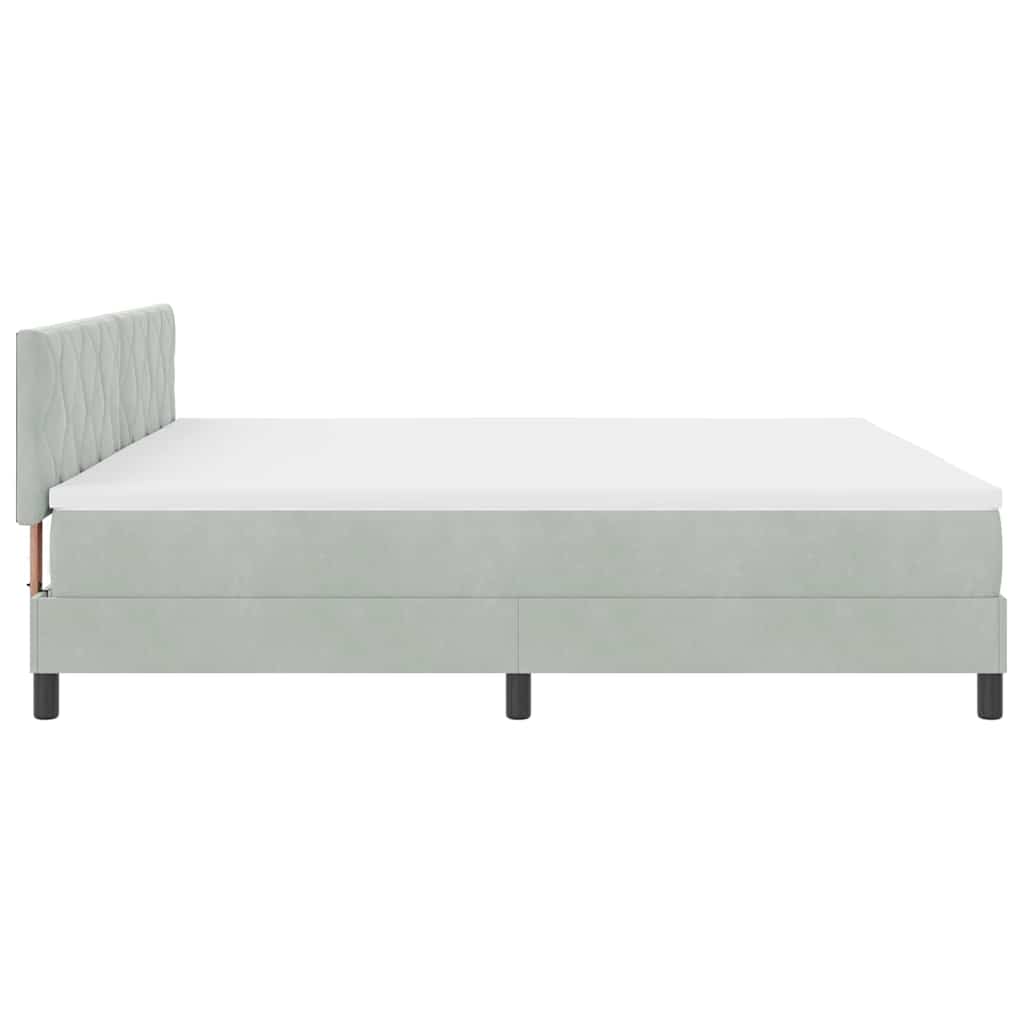 LED Box Spring Bed med hovedgærde Lysegrå 200 x 200 cm Fløjl