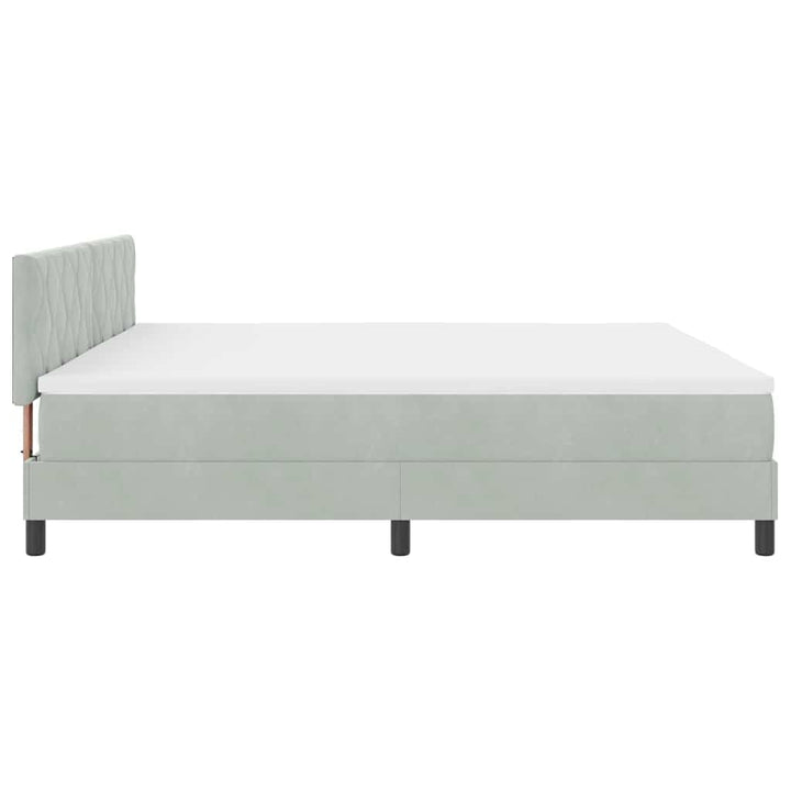 LED Box Spring Bed med hovedgærde Lysegrå 200 x 200 cm Fløjl