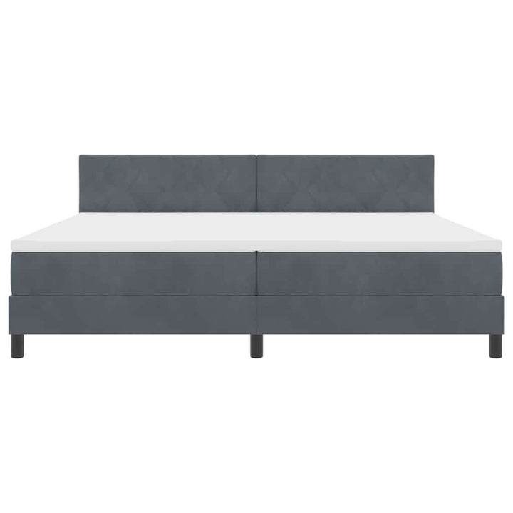 LED Box Spring Bed med hovedgærde Mørkegrå 200 x 200 cm Fløjl
