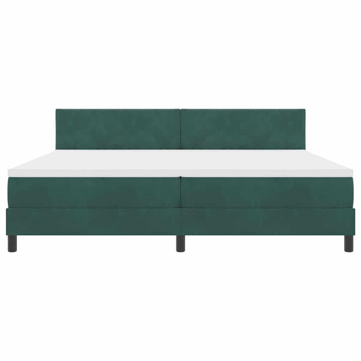 LED Box Spring Bed med hovedgærde Mørkegrøn 200 x 200 cm Fløjl
