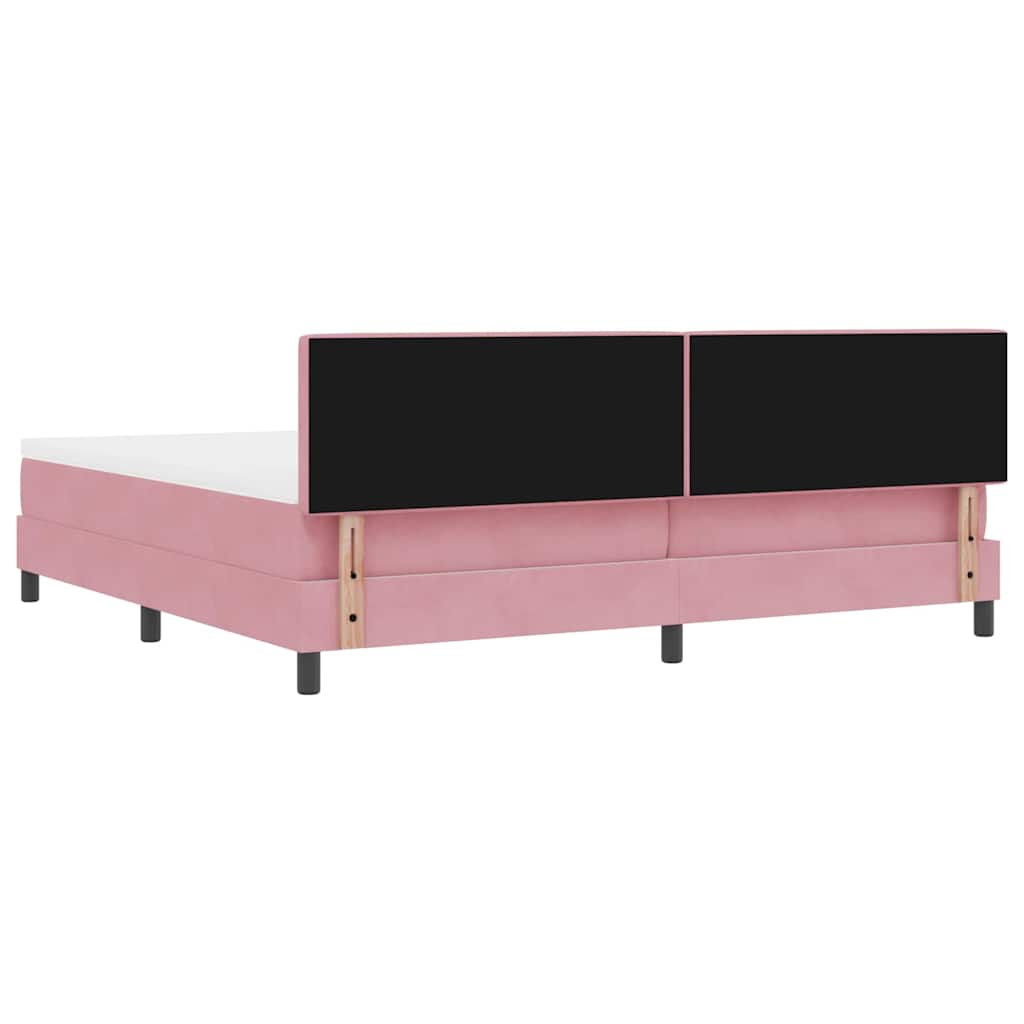 LED Box Spring Bed med hovedgærde Lyserød 200 x 200 cm Fløjl
