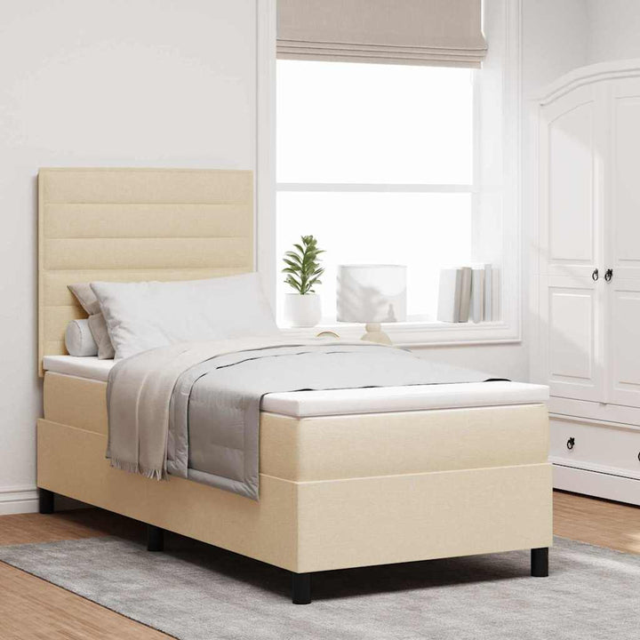 Box spring seng med madras med LED Creme 80 x 200 cm Stof
