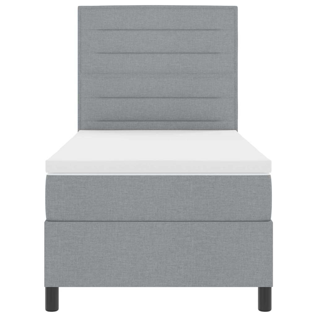 Box spring seng med madras med LED Lysegrå 90 x 190 cm Stof