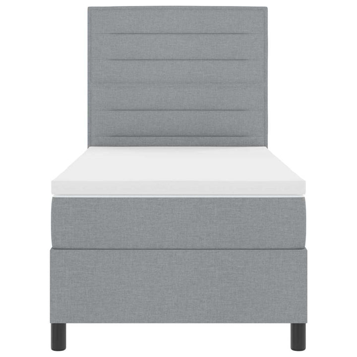 Box spring seng med madras med LED Lysegrå 90 x 190 cm Stof
