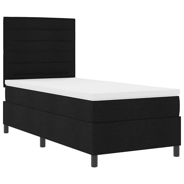 Box spring seng med madras med LED Sort 90 x 190 cm Stof