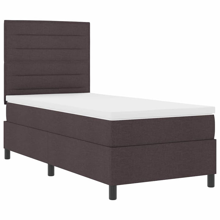 Box spring seng med madras med LED Mørkebrun 90 x 190 cm Stof