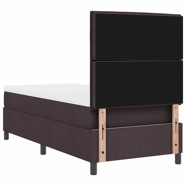 Box spring seng med madras med LED Mørkebrun 90 x 190 cm Stof