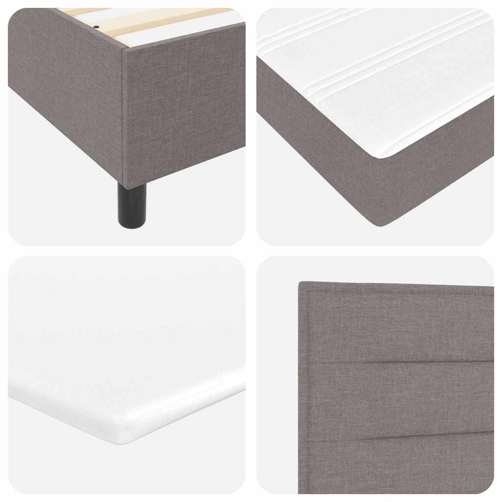 Box spring seng med LED-lysstrimler Gråbrun 90 x 190 cm Stof