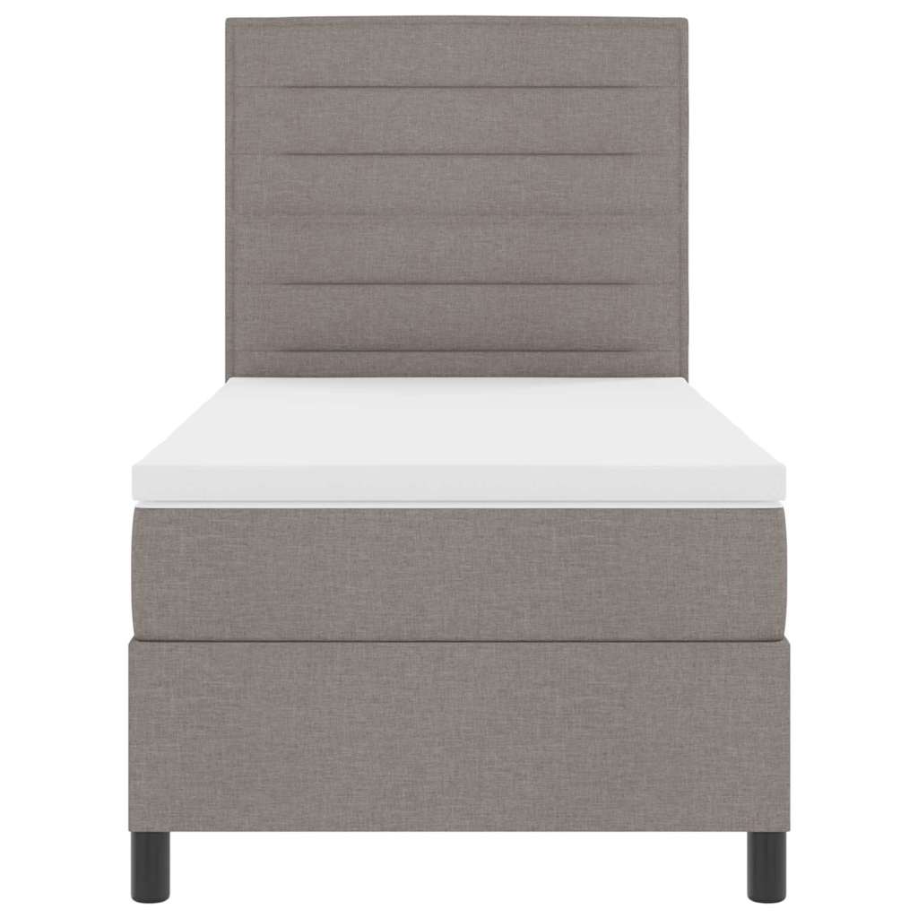 Box spring seng med LED-lysstrimler Gråbrun 90 x 190 cm Stof