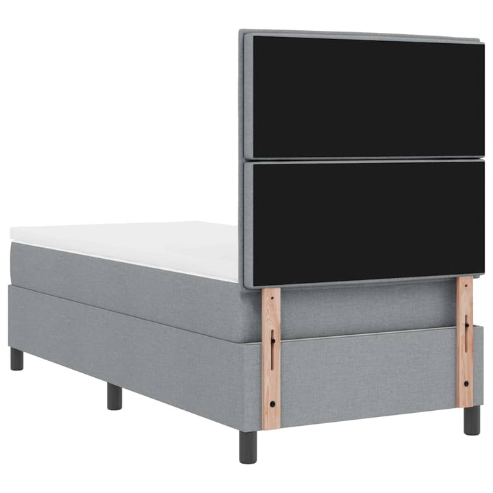 Box spring seng med madras med LED Lysegrå 90 x 200 cm Stof