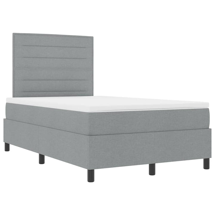 Box spring seng med madras med LED Lysegrå 120 x 190 cm Stof