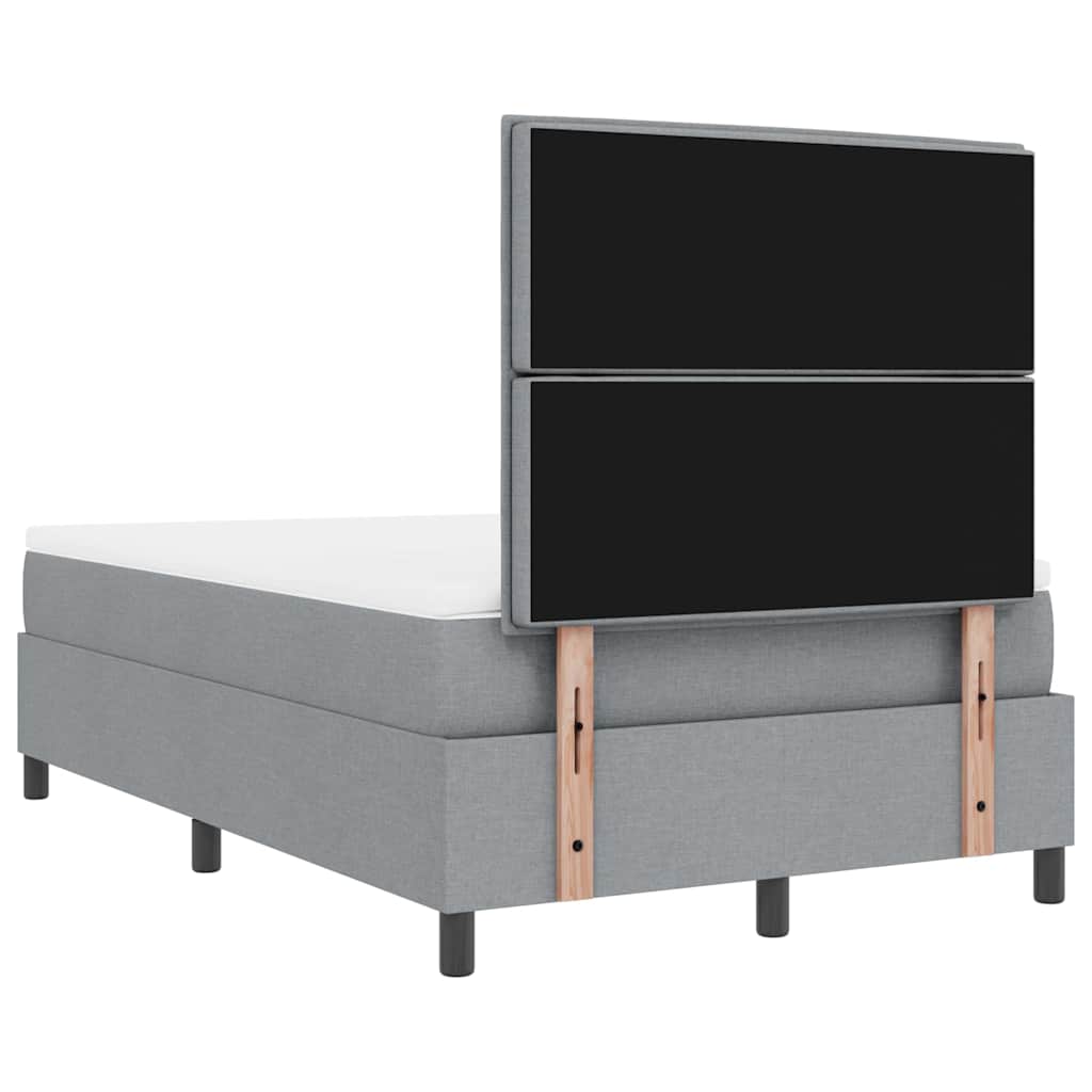 Box spring seng med madras med LED Lysegrå 120 x 190 cm Stof
