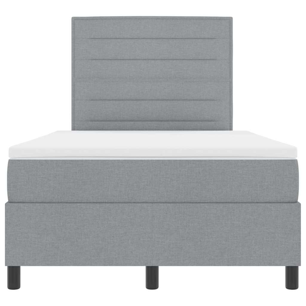 Box spring seng med madras med LED Lysegrå 120 x 190 cm Stof
