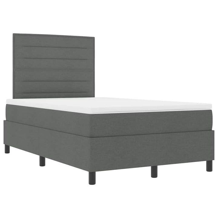 Box spring seng med madras med LED Mørkegrå 120 x 190 cm Stof
