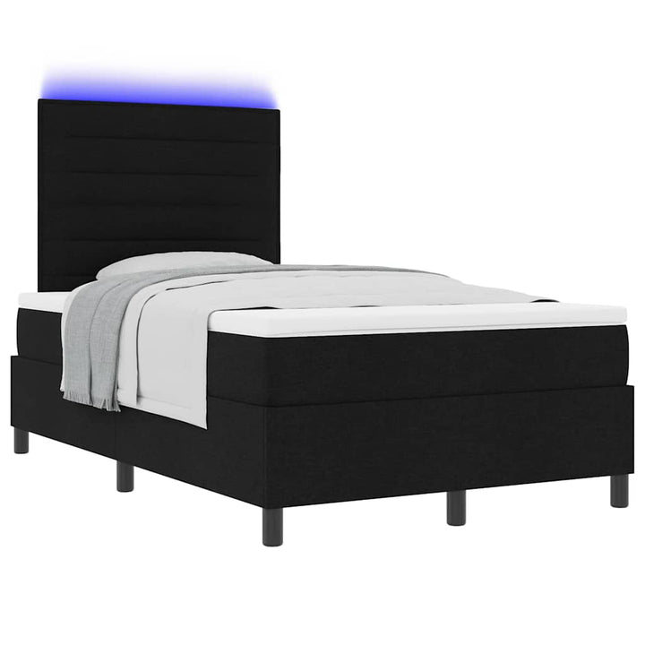 Box spring seng med madras med LED Sort 120 x 190 cm Stof