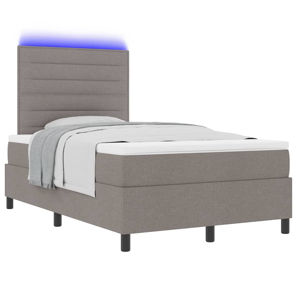 Box spring seng med madras med LED Gråbrun 120 x 190 cm Stof