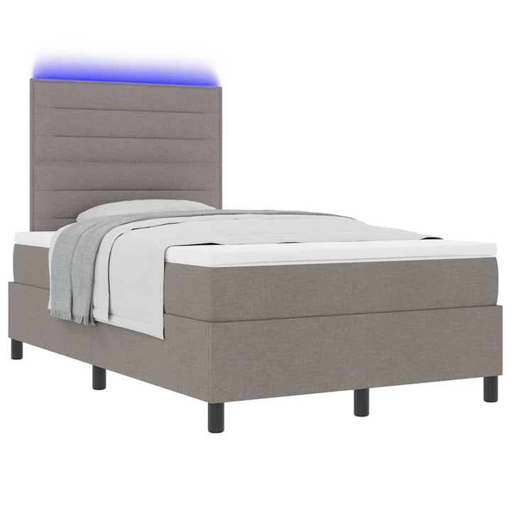 Box spring seng med madras med LED Gråbrun 120 x 190 cm Stof