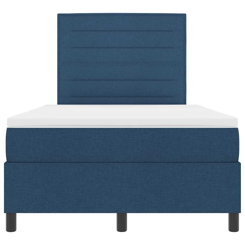 Box spring seng med LED-lysstrimler Blå 120 x 190 cm Stof
