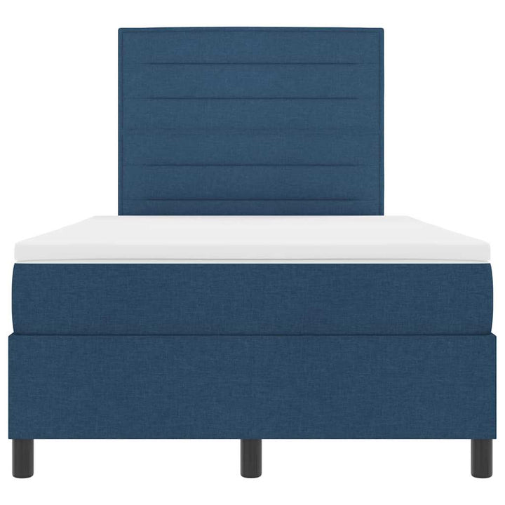 Box spring seng med LED-lysstrimler Blå 120 x 190 cm Stof