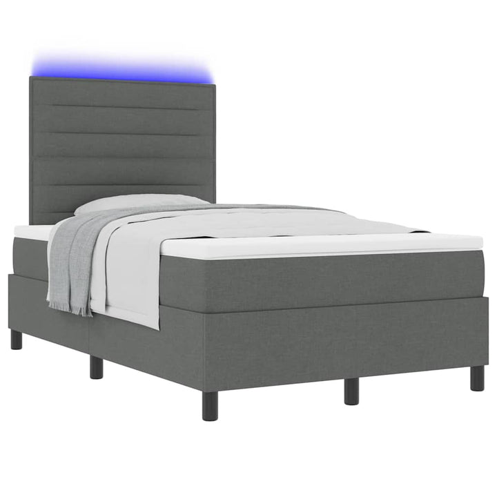 Box spring seng med madras med LED Mørkegrå 120 x 200 cm Stof