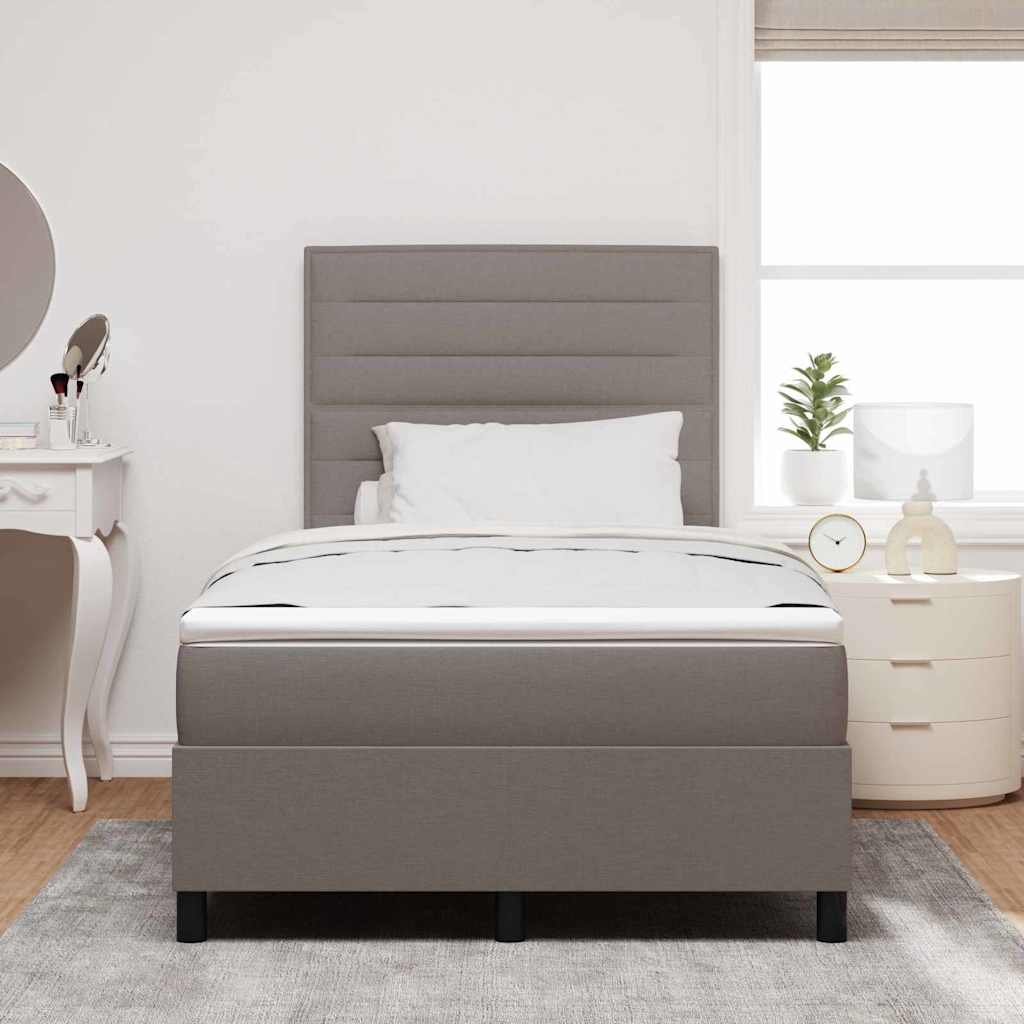 Box spring seng med madras med LED Gråbrun 120 x 200 cm Stof