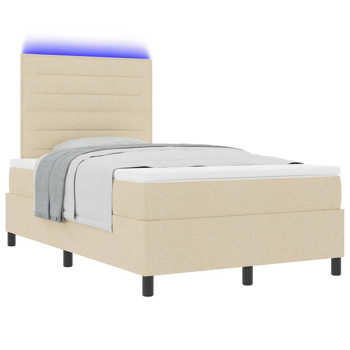 Box spring seng med madras med LED Creme 120 x 200 cm Stof