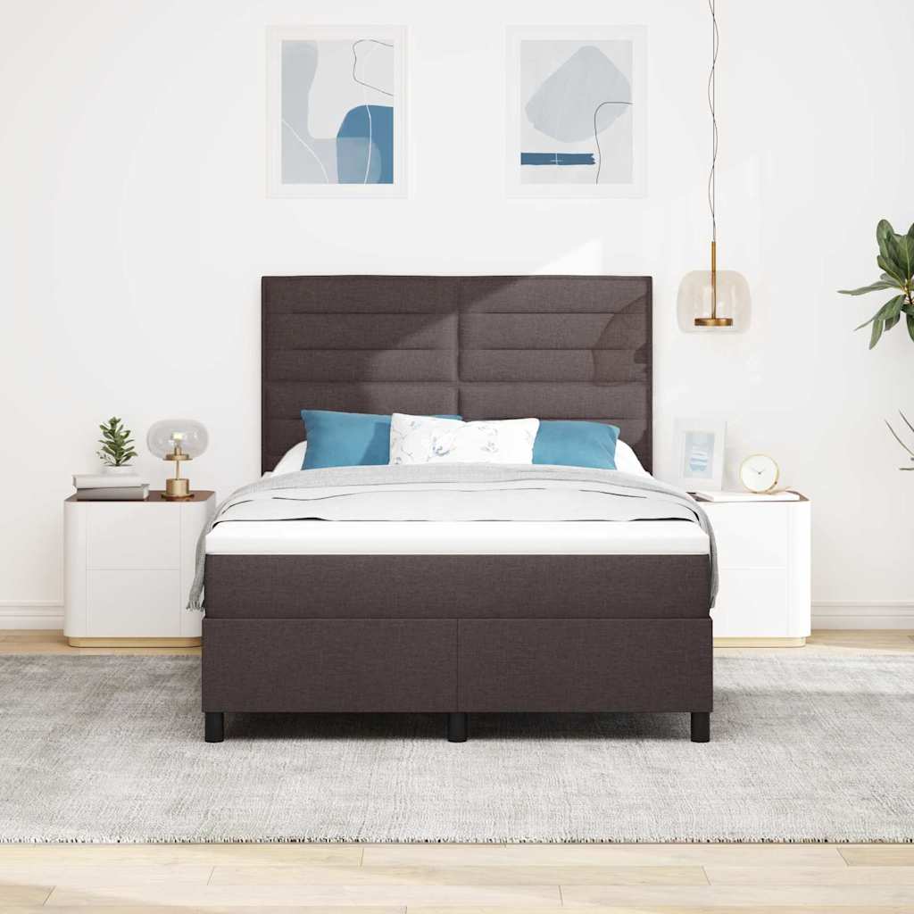 Box spring seng med madras med LED Mørkebrun 140 x 190 cm Stof