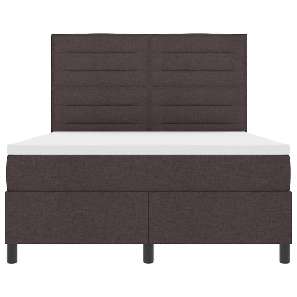 Box spring seng med madras med LED Mørkebrun 140 x 190 cm Stof