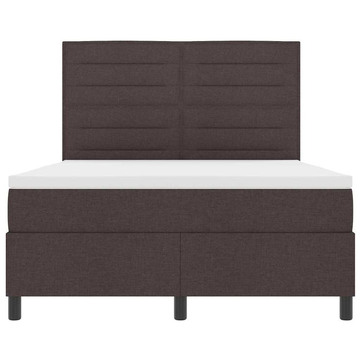 Box spring seng med madras med LED Mørkebrun 140 x 190 cm Stof