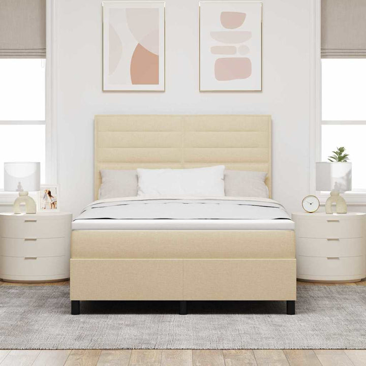 Box spring seng med madras med LED Creme 140 x 190 cm Stof