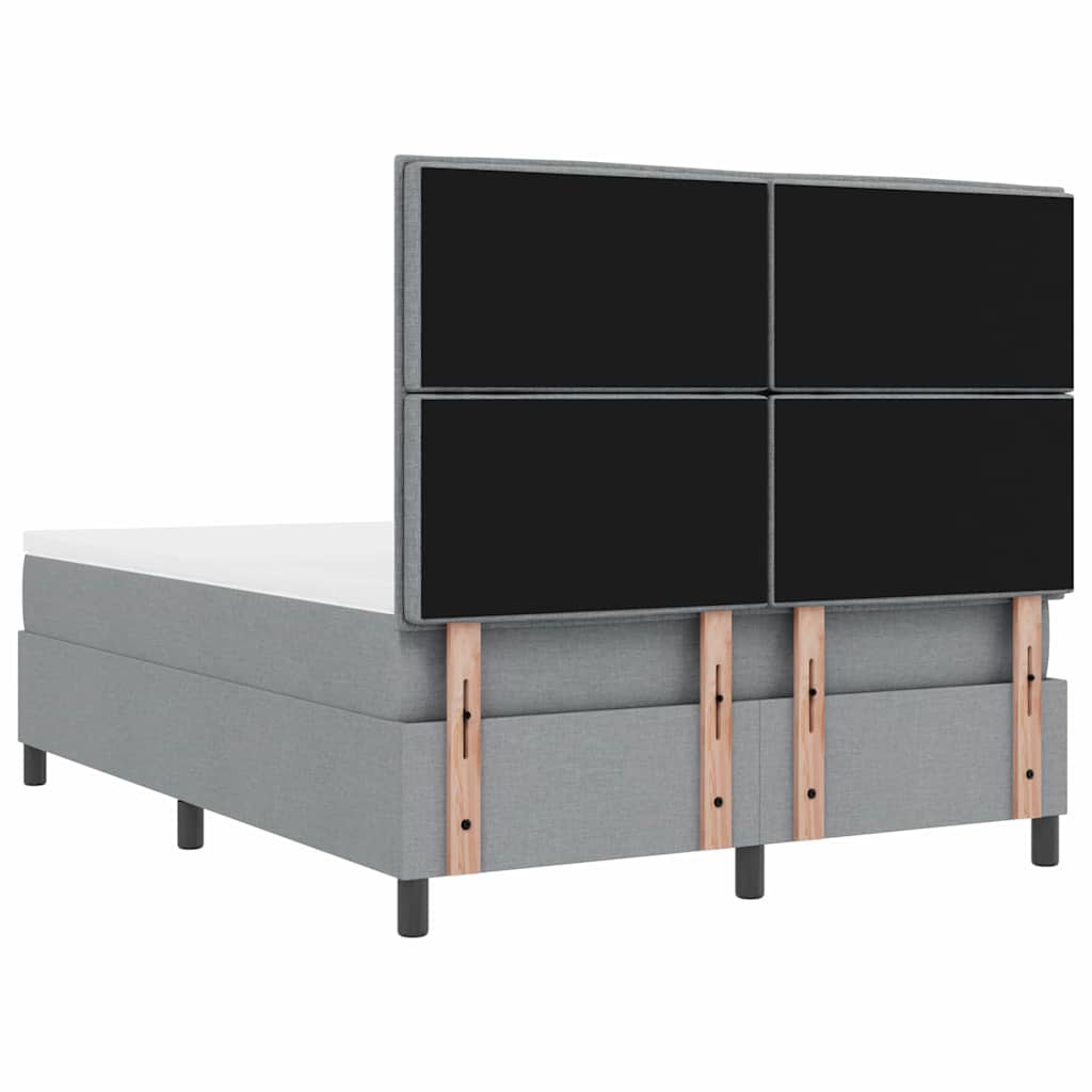 Box spring seng med madras med LED Lysegrå 140 x 200 cm Stof