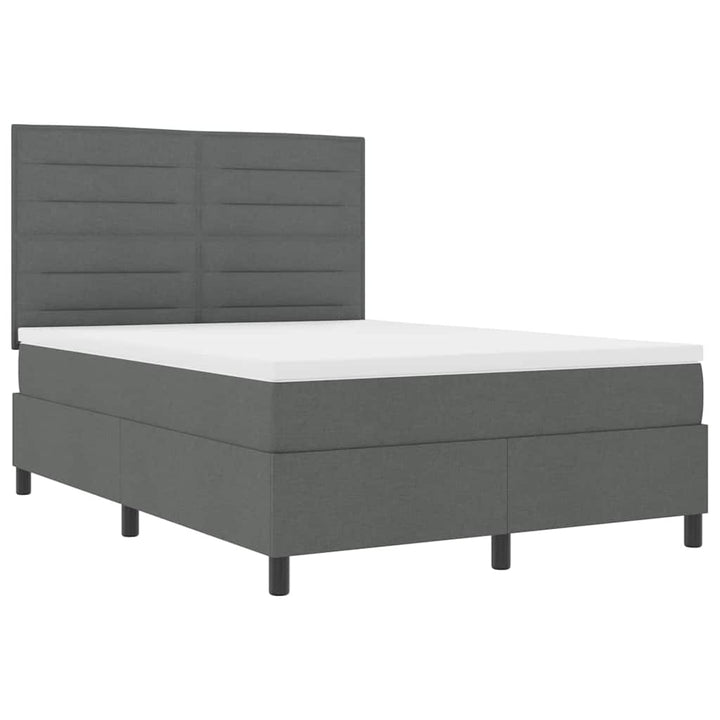 Box spring seng med madras med LED Mørkegrå 140 x 200 cm Stof
