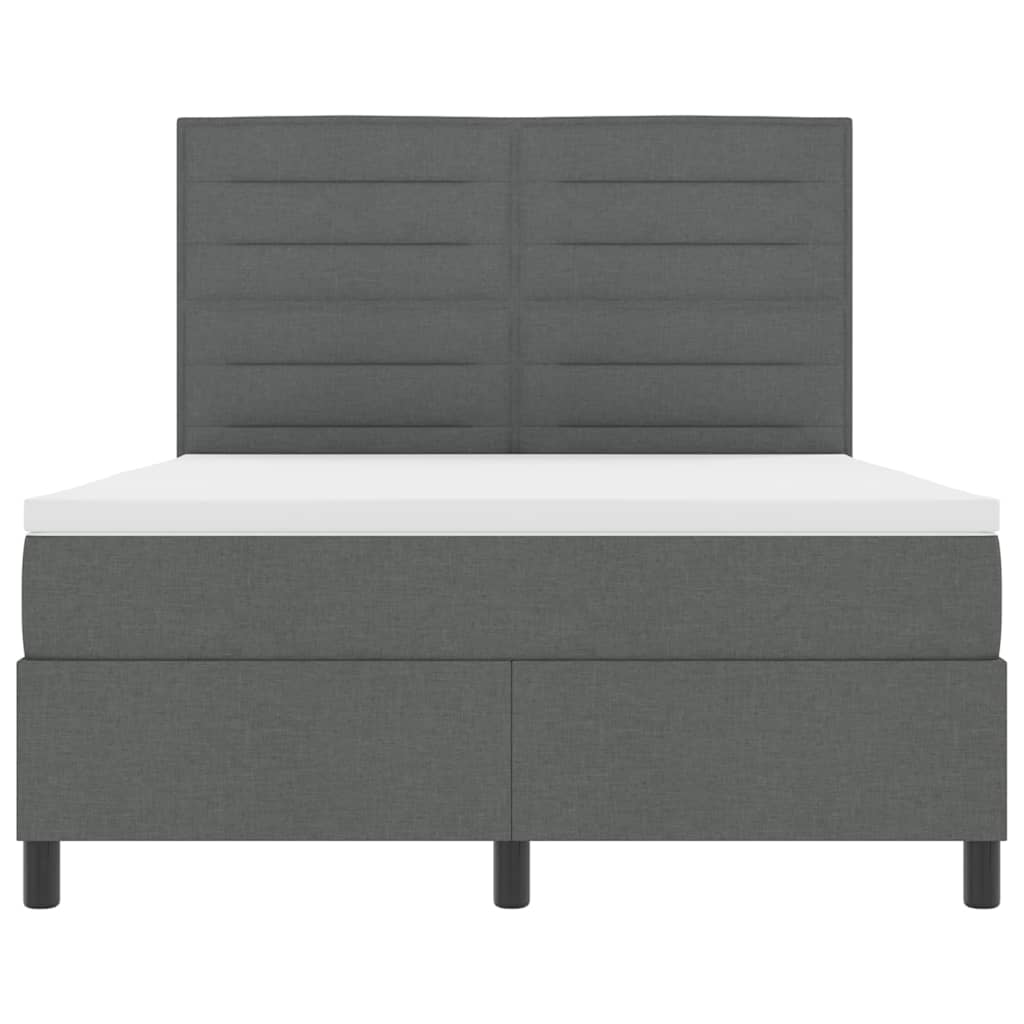 Box spring seng med madras med LED Mørkegrå 140 x 200 cm Stof