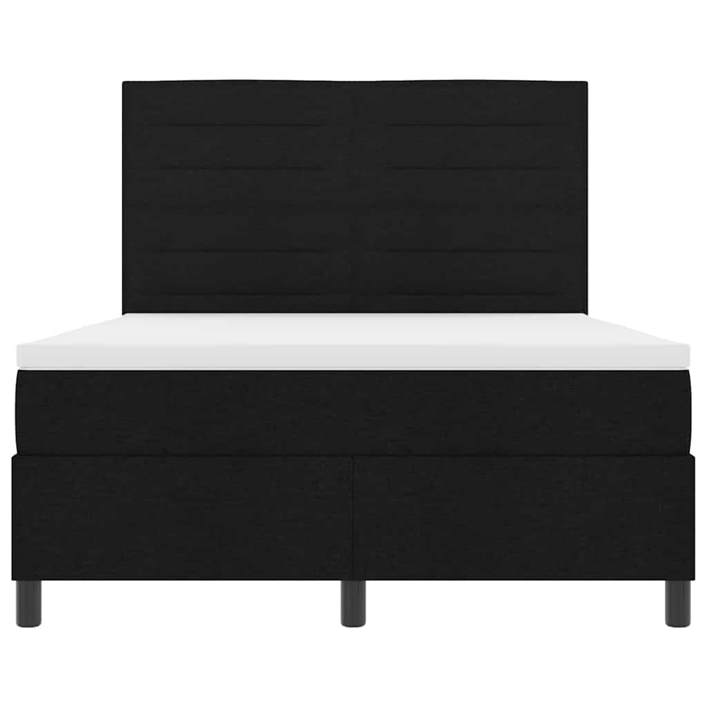 Box spring seng med madras med LED Sort 140 x 200 cm Stof