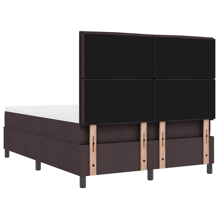 Box spring seng med madras med LED Mørkebrun 140 x 200 cm Stof