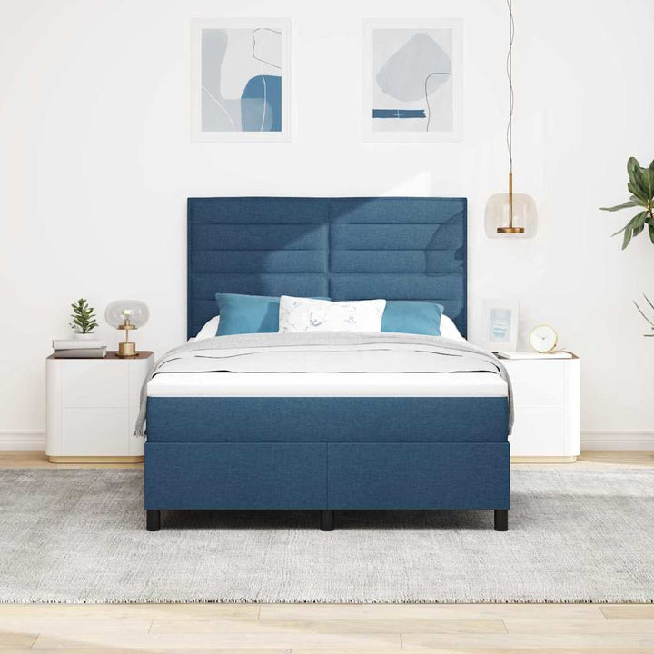 Box spring seng med madras med LED Blå 160 x 200 cm Stof