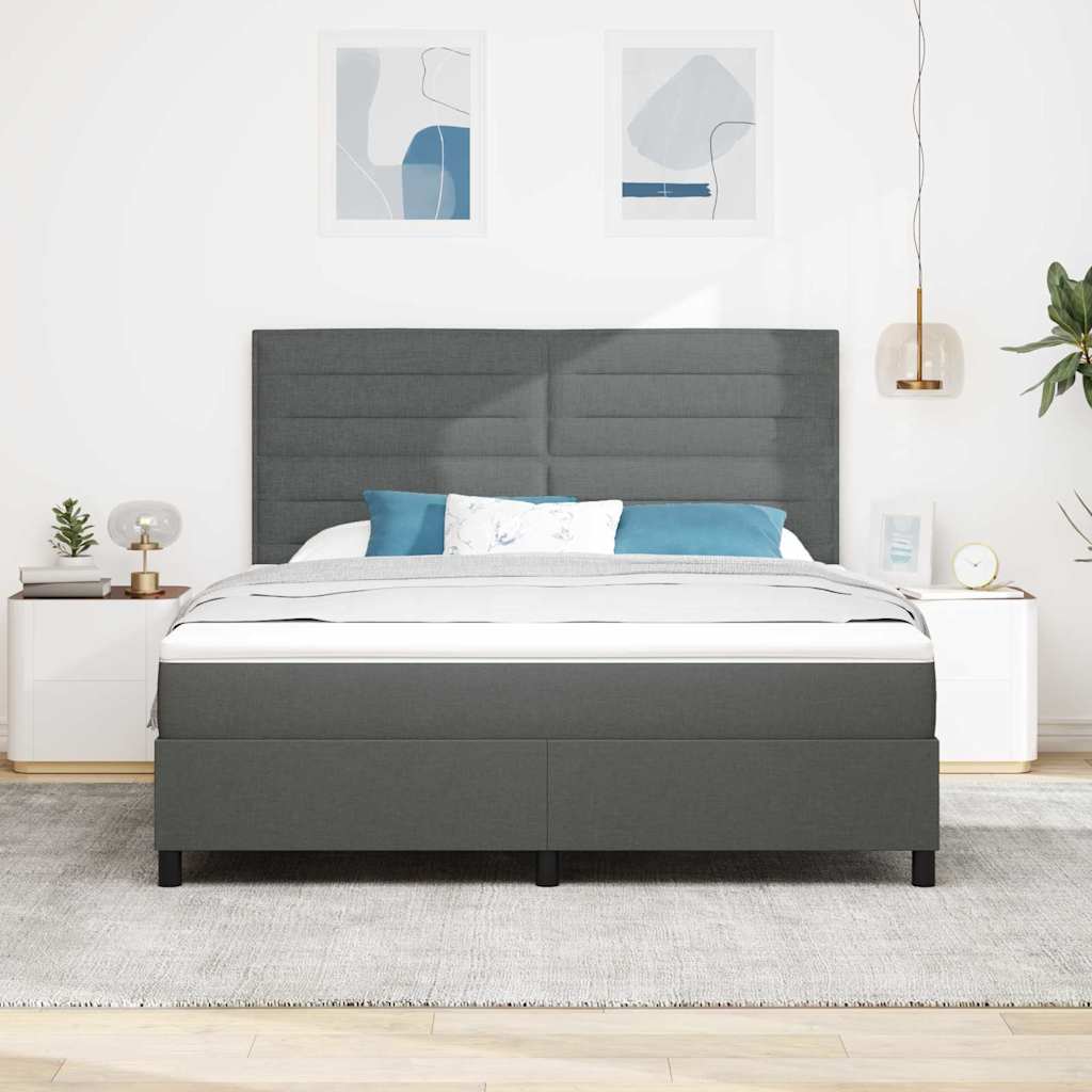 Box spring seng med madras med LED Mørkegrå 180 x 200 cm Stof