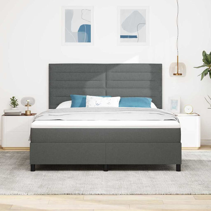 Box spring seng med madras med LED Mørkegrå 180 x 200 cm Stof