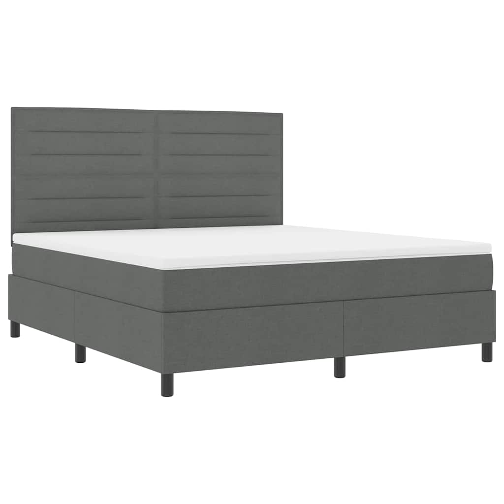 Box spring seng med madras med LED Mørkegrå 180 x 200 cm Stof