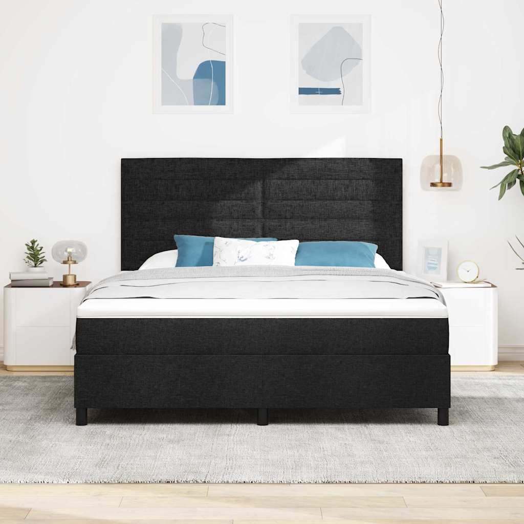 Box spring seng med madras med LED Sort 180 x 200 cm Stof