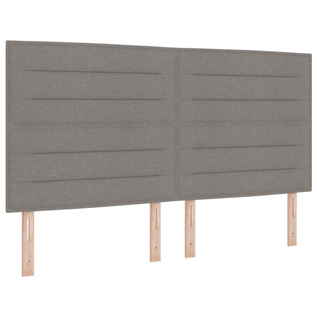 Box spring seng med LED-lysstrimler Gråbrun 180 x 200 cm Stof