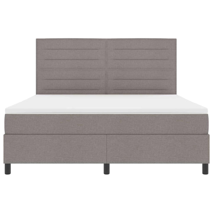 Box spring seng med LED-lysstrimler Gråbrun 180 x 200 cm Stof
