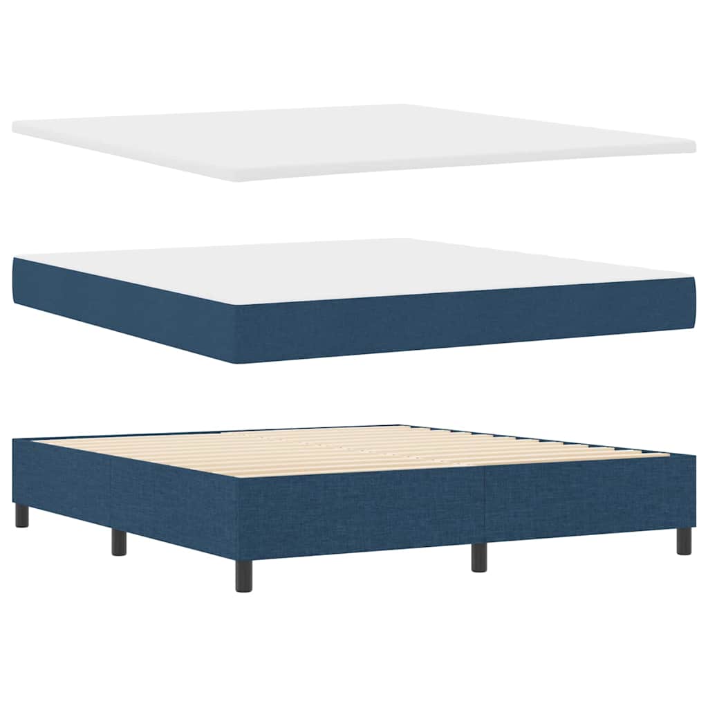 Box spring seng med madras med LED Blå 180 x 200 cm Stof